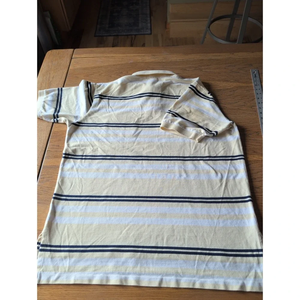 Polo Ralph Lauren Striped Yellow Black White Polo Shirt Men's XL Cotton Vtg 90s